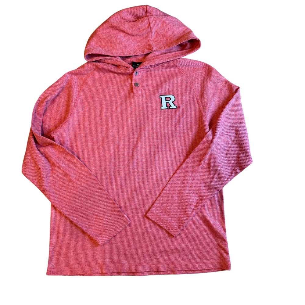 Colosseum Rutgers Hoodie Men Large Red Waffle Knit Henley Thermal NCAA